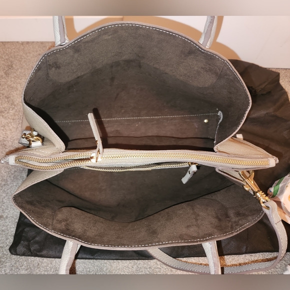 Iacucci Pebbled Italian Leather Tote Satchel Handbag in Stone Beige;New w/o Tags - Picture 12 of 16